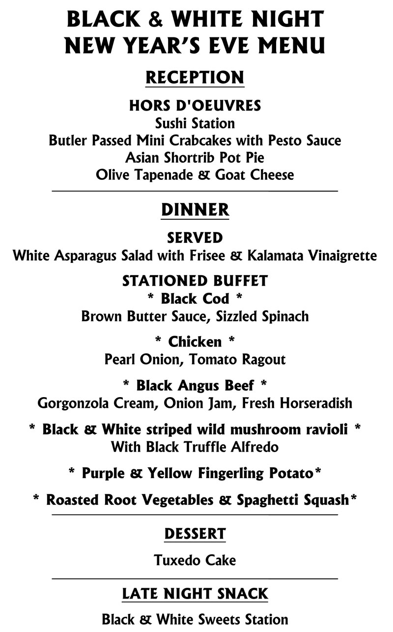NYE 2011 Menu
