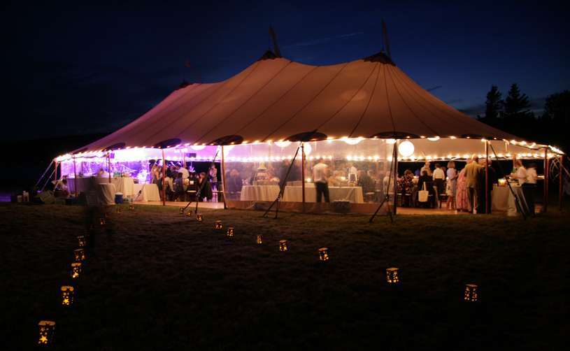 Tented wedding at night